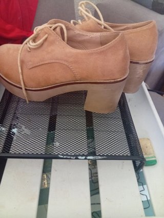 Zapatos Blucher Plataforma Ante Camel Talla 37