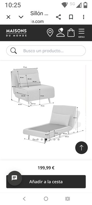 Sofá cama Maisons du Monde beige