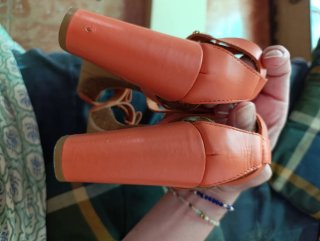 Sandalias Cuplé Naranja y Dorado Talla 38