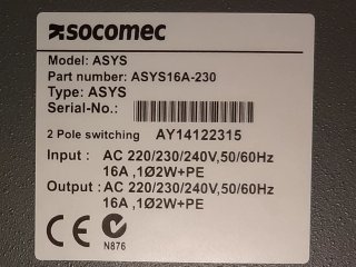 Socomec ASYS, STS, ASYS16A-230, para reparar o pie