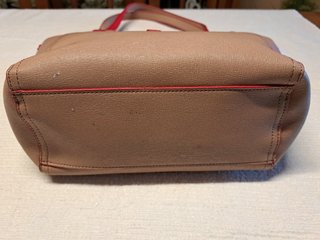 Borsa tote Basile beige con dettagli rossi