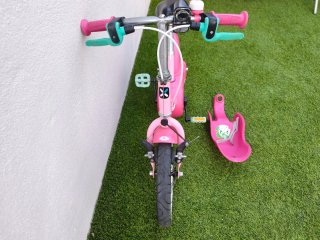Bicicleta unicornio niña.Ruedines y portabebés