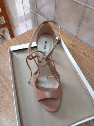 Sandalia tacón Manuel Alves beige/marrón