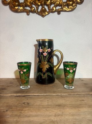 CARAFFA E BICCHIERI IN CRISTALLO ANTICO