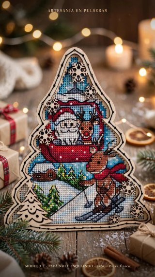 Árbol Navidad Madera Bordado