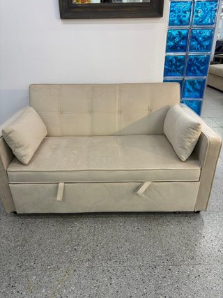 Sofá Cama Beige Terciopelo