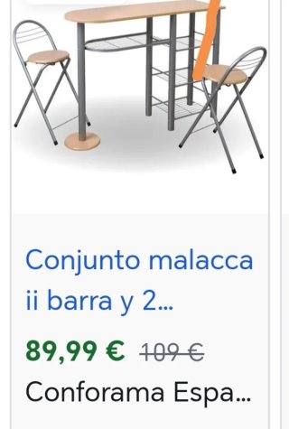 Conjunto mesa alta y 2 taburetes