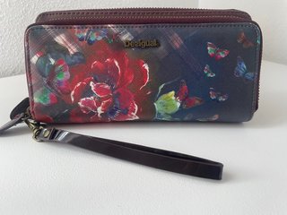 Billetera Desigual Larga Doble Cremallera Flores M