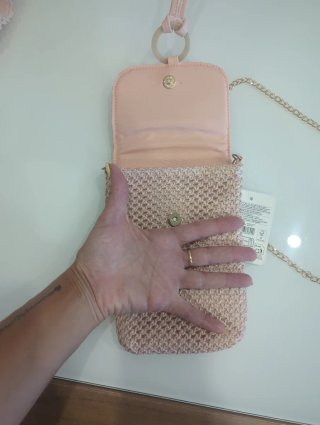 Bolso bandolera TRENDZ rosa y dorado