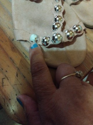 Sandalias planas con bolas plateadas T.38
