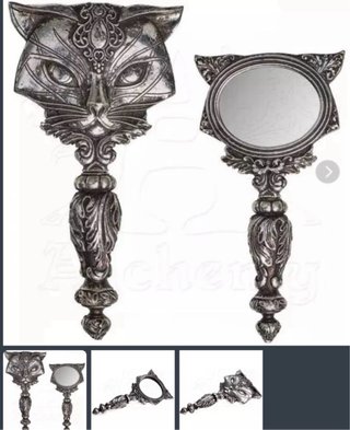 Espejo diseño especial mano, gato plata