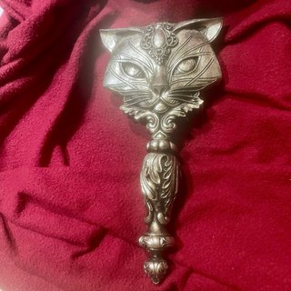 Espejo diseño especial mano, gato plata