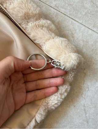 Chaqueta de pelo beige mujer