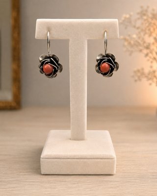 Pendientes Flor Coral y Plata