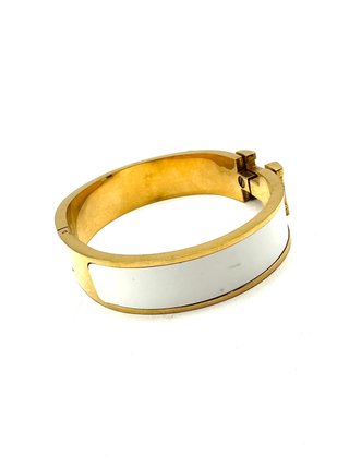 Pulsera Hermes H Dorada Blanca