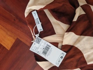 Vestido estampado drapeado beige y marrón