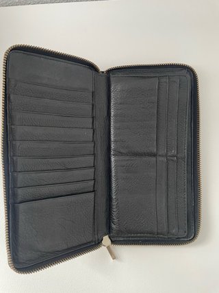 Billetera larga de piel con cremallera PG