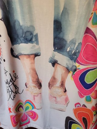 Camisola playera con estampado floral y pantalón