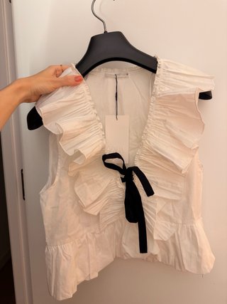 Blusa Zara Volantes Negro Lazo