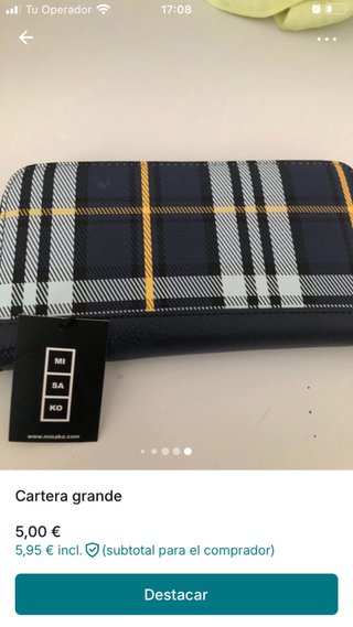 Cartera Misako grande cuadros
