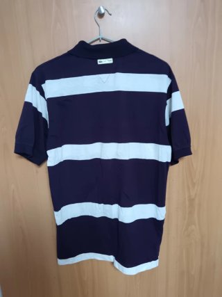 Polo Lacoste Talla S Rayas Morado/Blanco