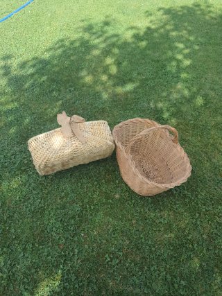 Juego de 2 cestas de mimbre y yute