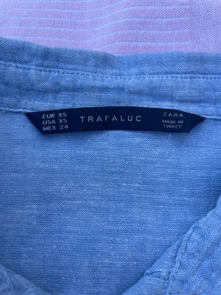Camisa ZARA azul cielo algodón y lino Talla XS