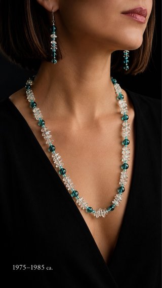 Parure vintage: collana e orecchini in vetro
