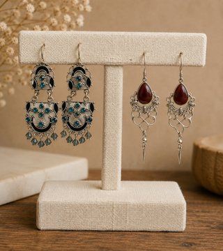 Set Pendientes Plata y Azul Bisutería