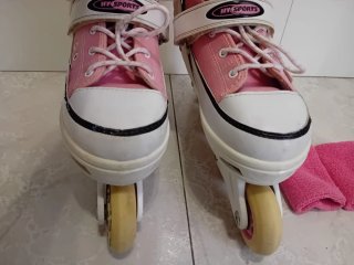 Patines en línea rosa y blanco Talla 37-40