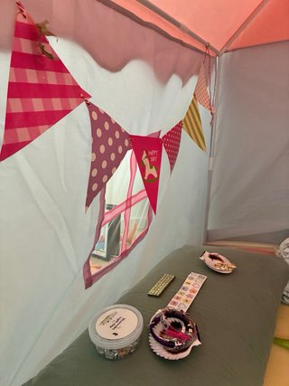Casita de tela rosa para niñes