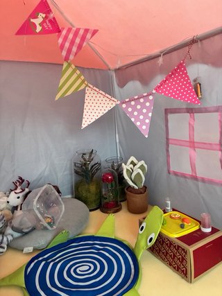 Casita de tela rosa para niñes