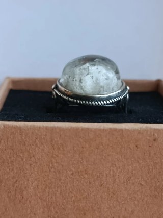 Anillo Cuarzo Jardín Ajustable Plata