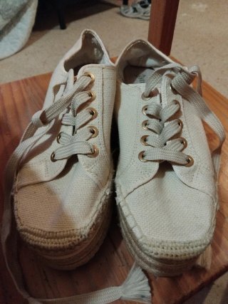 Zapatos esparto plataforma cordones beige 39
