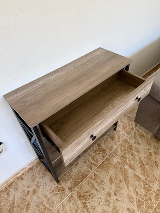 Mueble entrada recibidor con cajón y estantes