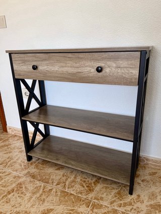 Mueble entrada recibidor con cajón y estantes