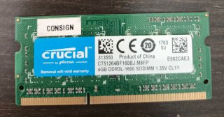 Memoria RAM Crucial 4GB DDR3L 1600MHz SODIMM