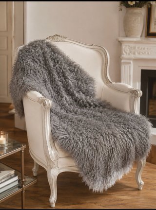 Coperta sfoderata in  pecora tibetana riccia ,