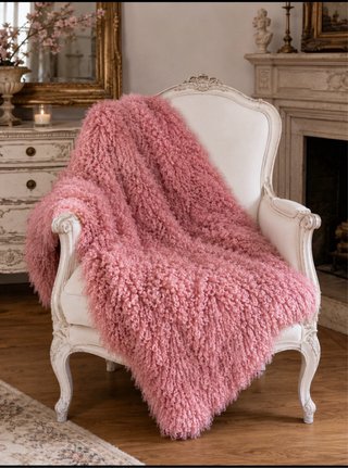 Coperta sfoderata in  pecora tibetana riccia ,