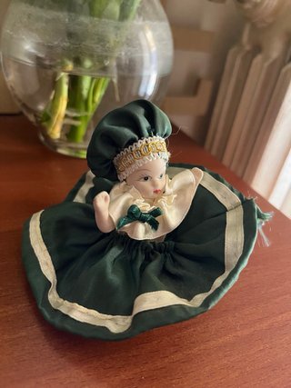 Bambola Ceramica Vestito Verde anni 50 italia