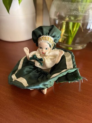 Bambola Ceramica Vestito Verde anni 50 italia