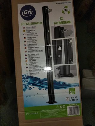 GRE Ducha Solar Jardín 32L 210cm Aluminio