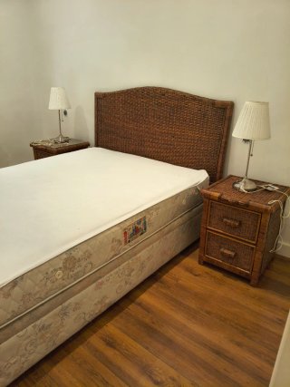 Cama Matrimonio 135cm Mimbre y Madera