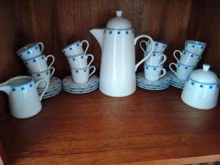 Juego de café porcelana azul y blanco