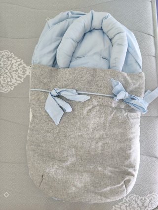 Saco silla coche azul y gris