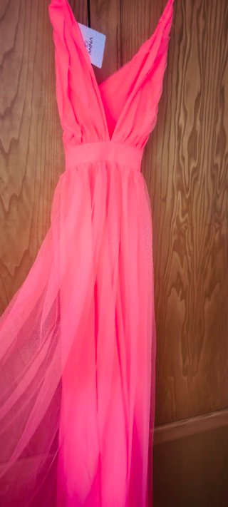 Vestido fiesta rosa chillón talla 36