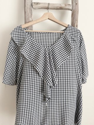 Blusa Vichy Azul con Volante