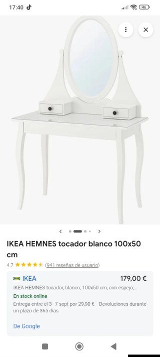 Tocador IKEA HEMNES blanco con espejo