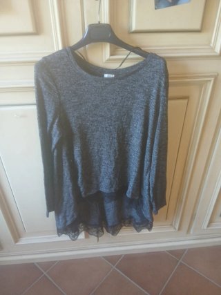 Maglia grigia con pizzo taglia unica