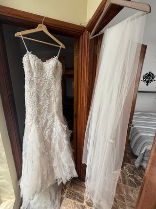 Vestido de Novia Beige y Blanco